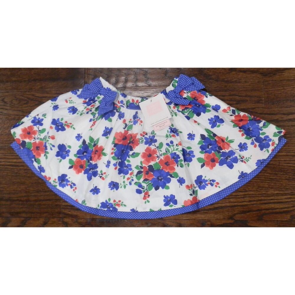 NWT Janie and Jack White/Blue/Red Floral Skirt Toddler Girl Size 18-24 Months